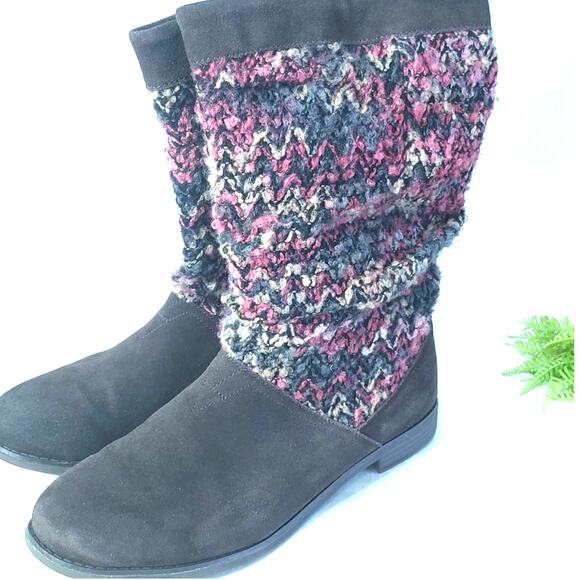 TOMS Serra Dark Brown Suede Textile Boots Booties SIZE 10 Brown Multicolor - Picture 2 of 10